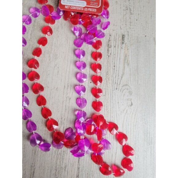 Valentine's glitter pink heart mask masquerade heart necklace props decor - Picture 3 of 8